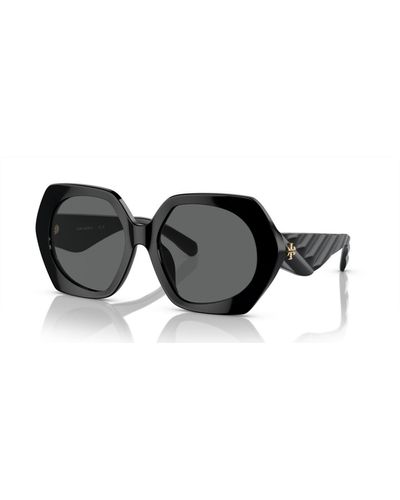 Tory Burch Kira Oversized Geometric Sunglasses - Black