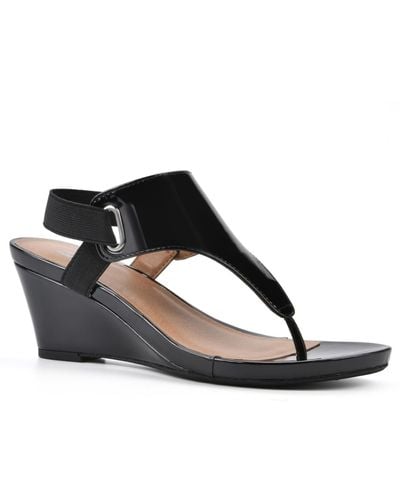 White Mountain All Dres Wedge Sandals - Black