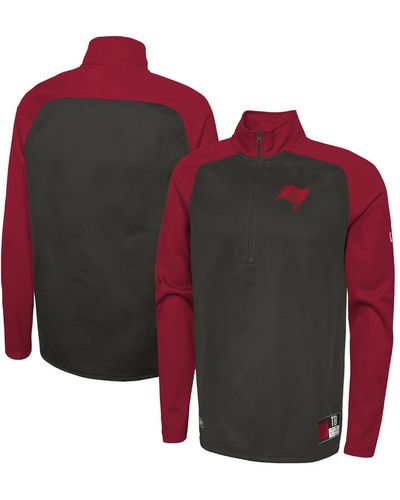 KTZ Black San Francisco 49ers Combine Authentic O-line Raglan Half-zip Jacket - Red