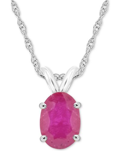 Macy's Sapphire Solitaire 18" Pendant Necklace (1 Ct. T.w. - Pink