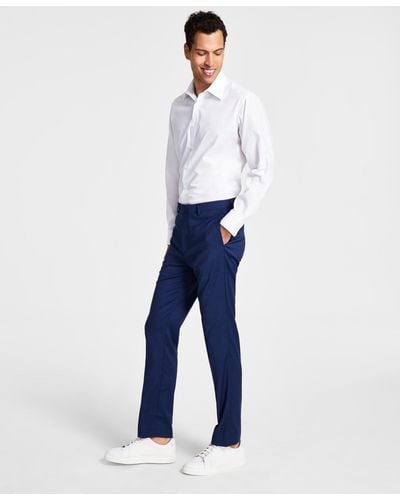 DKNY Blue Tic Modern-fit Performance Stretch Suit Separates Pants