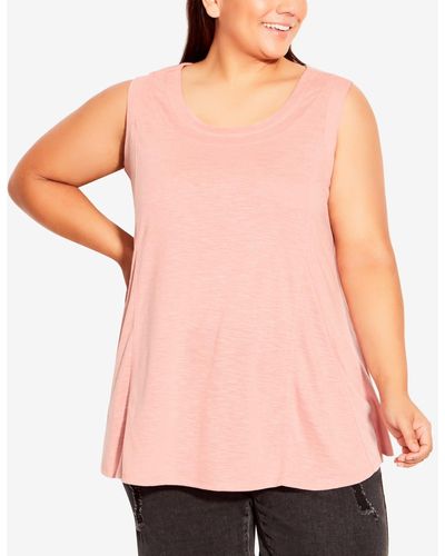 Avenue Plus Size Fit N Flare Tank Top - Pink