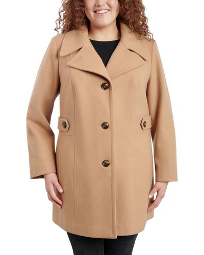 Anne Klein Plus Size Single-breasted Notched-collar Peacoat - Natural
