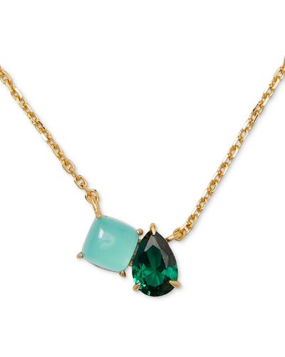 Kate Spade Double Crystal Pendant Necklace - Green
