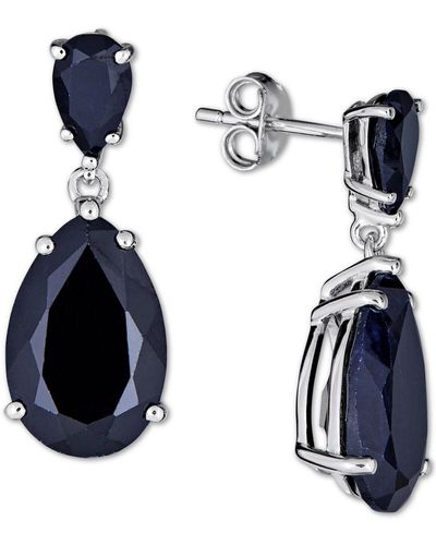 Macy's Black Sapphire Teardrop Drop Earrings (10 Ct. T.w. - Blue