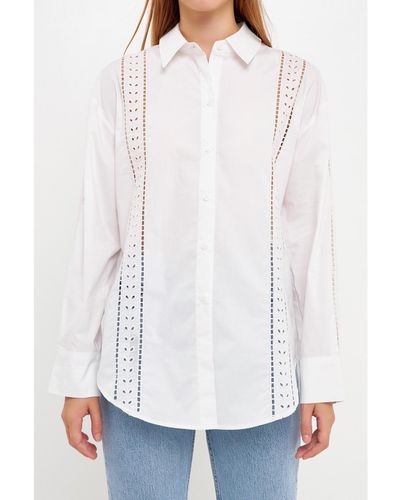 English Factory Embroidery Detail Shirt - White