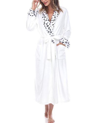 White Mark Plus Size Cozy Loungewear Belted Robe - White