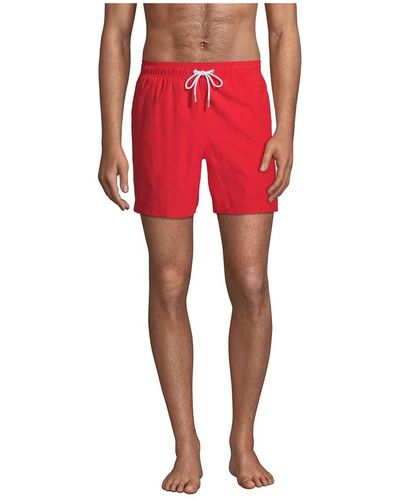 Lands' End 6" Print Volley Swim Trunks - Red