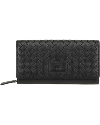Mancini Basket Weave Collection Rfid Secure Clutch Wallet - Black