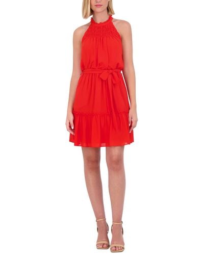 Vince Camuto Ruffled Halter Fit & Flare Dress - Red
