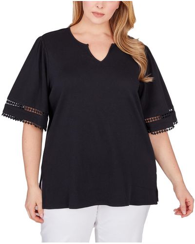 Ruby Rd. Plus Size Interlock Knit Top - Black