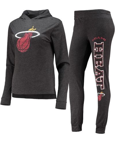 Concepts Sport Miami Heat Hoodie & Pants Sleep Set - Black