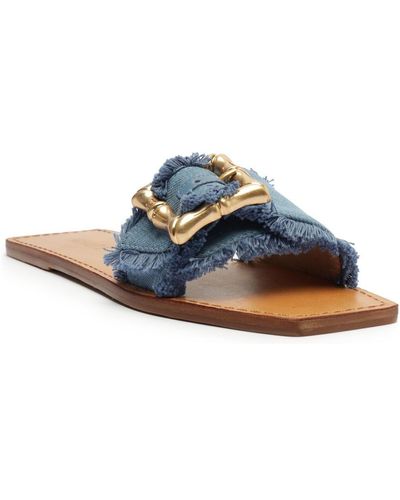 SCHUTZ SHOES Enola Flat Sandals - Blue