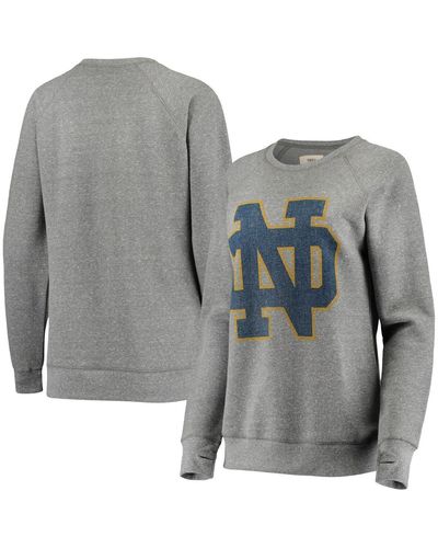 Pressbox Notre Dame Fighting Irish Big Logo Knobi Fleece Crew Sweatshirt - Gray