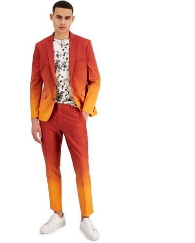 INC International Concepts Slim-fit Horizon Ombré Blazer, Created For Macy's - Orange