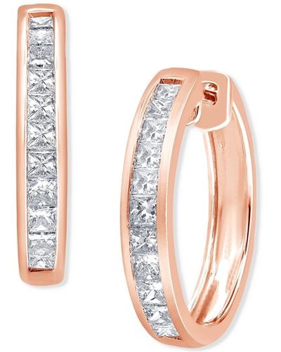 Macy's Diamond Princess Small Hoop Earrings (1 Ct. T.w. - Pink