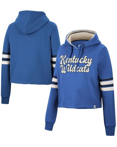 Colosseum Athletics Kentucky Wildcats Retro Cropped Pullover Hoodie - Blue