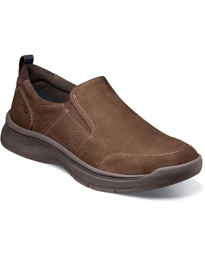 Nunn Bush Mac Leather Moc Toe Slip-on Shoes - Brown