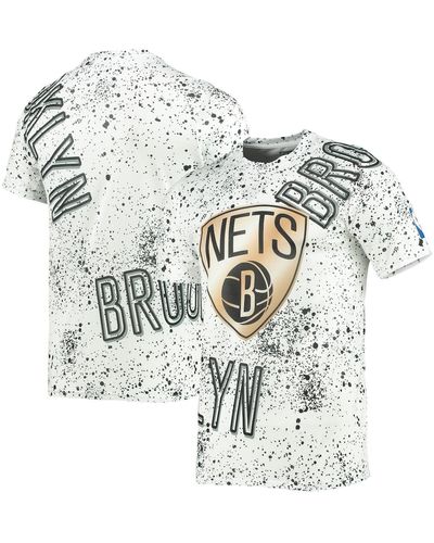 FISLL Brooklyn Nets Gold Foil Splatter Print T-shirt - White
