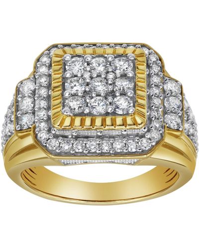 LuvMyJewelry bigg Boss Natural Certified Diamond 2.04 Cttw Round Cut 14k Gold Statement Ring - Metallic