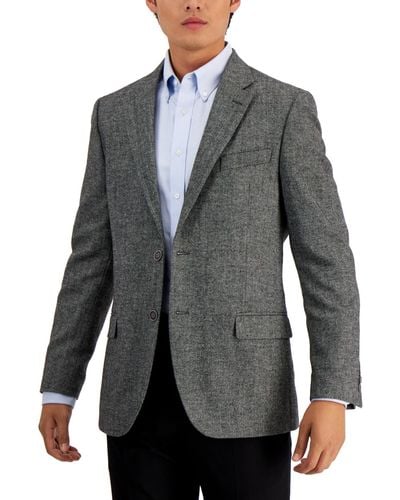 Nautica Modern-fit Solid Herringbone Tweed Sport Coat - Gray