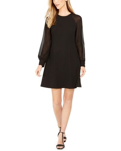 Calvin Klein Illusion-sleeve A-line Dress - Black