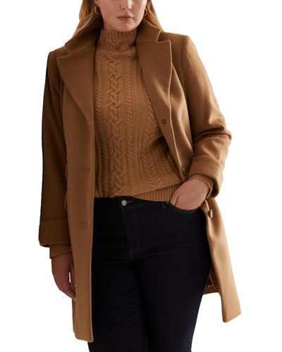 Lauren by Ralph Lauren Plus Size Notched-collar Walker Coat - Brown