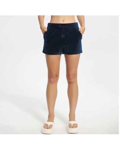 Juicy Couture Classic Velour Juicy Short With Back Bling - Blue