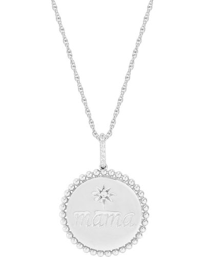 Macy's Diamond Accent Mama Disc Pendant Necklace - White