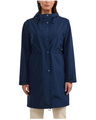 Ellen Tracy Hooded Waterproof Raincoat - Blue