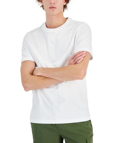 Alfani Mercerized Cotton Short Sleeve Crewneck T-shirt - White