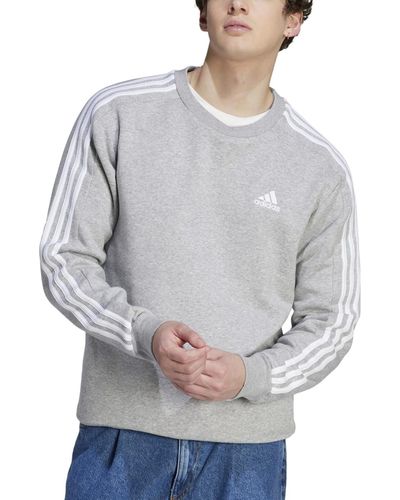 adidas Essentials Fleece 3-stripes Sweatshirt - Gray