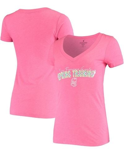 Soft As A Grape San Francisco Giants Spring Training Circle Ribbon V-neck Tri-blend T-shirt - Pink