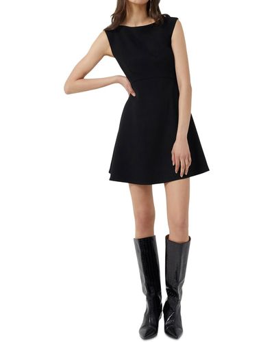 French Connection Whisper Sleeveless Fit & Flare Dress - Black