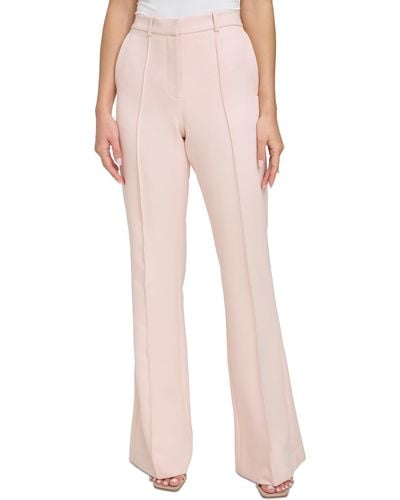 DKNY Petite Front Seamed Wide-leg Pants - Pink