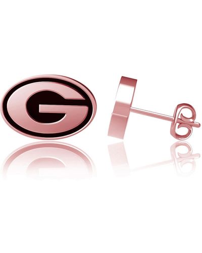 Dayna Designs Georgia Bulldogs Rose Gold Post Earrings - Pink