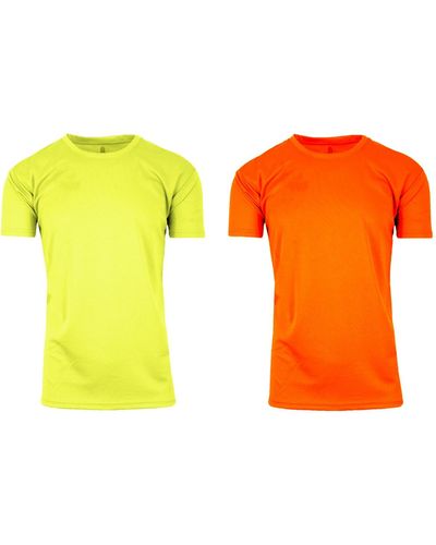 Galaxy By Harvic Short Sleeve Moisture-wicking Quick Dry Performance Crew Neck Tee -2 Pack - Orange