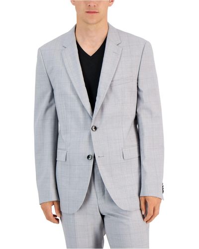 HUGO Modern-fit Check Wool Suit Jacket - Gray
