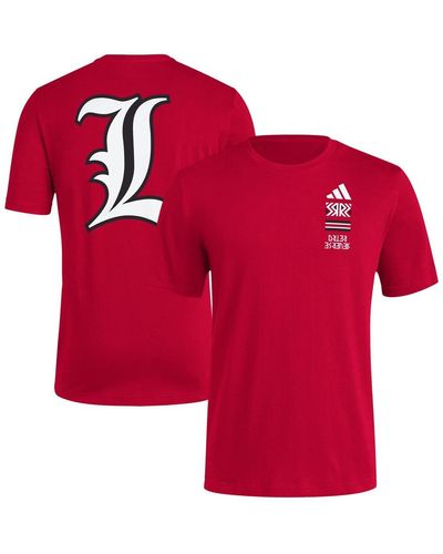 adidas Distressed Louisville Cardinals Reverse Retro Baseball 2 Hit T-shirt - Red