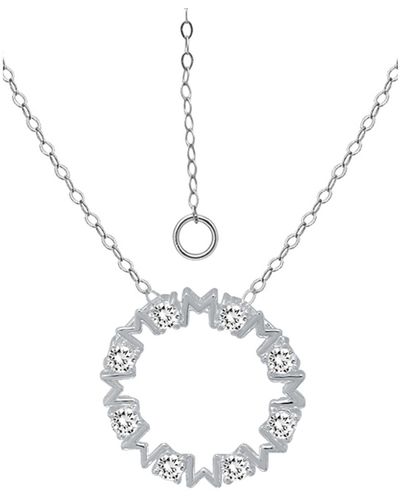 Giani Bernini Cubic Zirconia "mom" Circle Pendant Necklace - White
