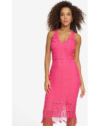 Siena Jewelry Eyelet-lace Tasseled-hem A-line Dress - Pink