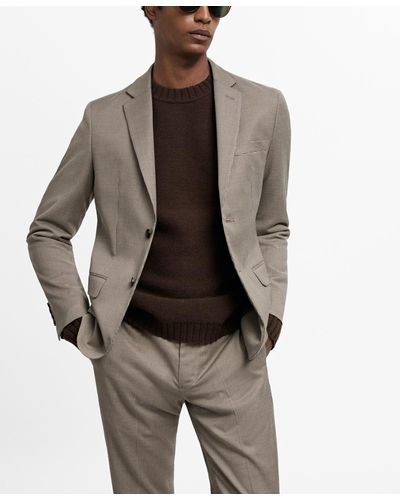 Mango Super Slim-fit Stretch Fabric Suit Blazer - Natural