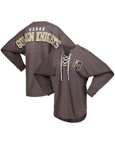 Fanatics Vegas Golden Knights Spirit Lace-up V-neck Long Sleeve Jersey T-shirt - Gray