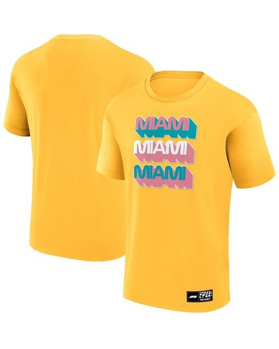 Fanatics Formula 1 Miami Grand Prix Stacked Wordmark T-shirt - Yellow