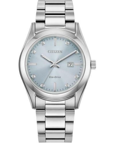 Citizen Eco-drive Sport Luxury Diamond Accent Stainless Steel Bracelet Watch 33mm - Gray