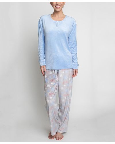 Hanes Stretch Fleece Pajama Set - Blue
