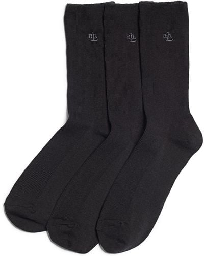 Lauren by Ralph Lauren Ribbed Cotton Trouser 3 Pack Socks - Black