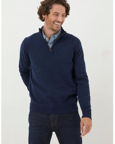 FatFace Braunton Half Zip Sweater - Blue