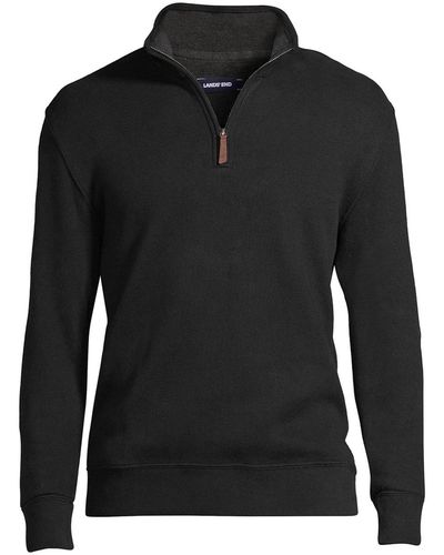 Lands' End Bedford Rib Quarter Zip Sweater - Black