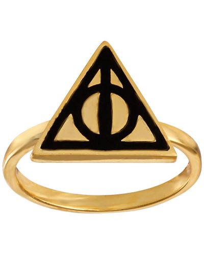 Harry Potter 18k Yellow Gold Plated Deathly Hallows Ring - Metallic